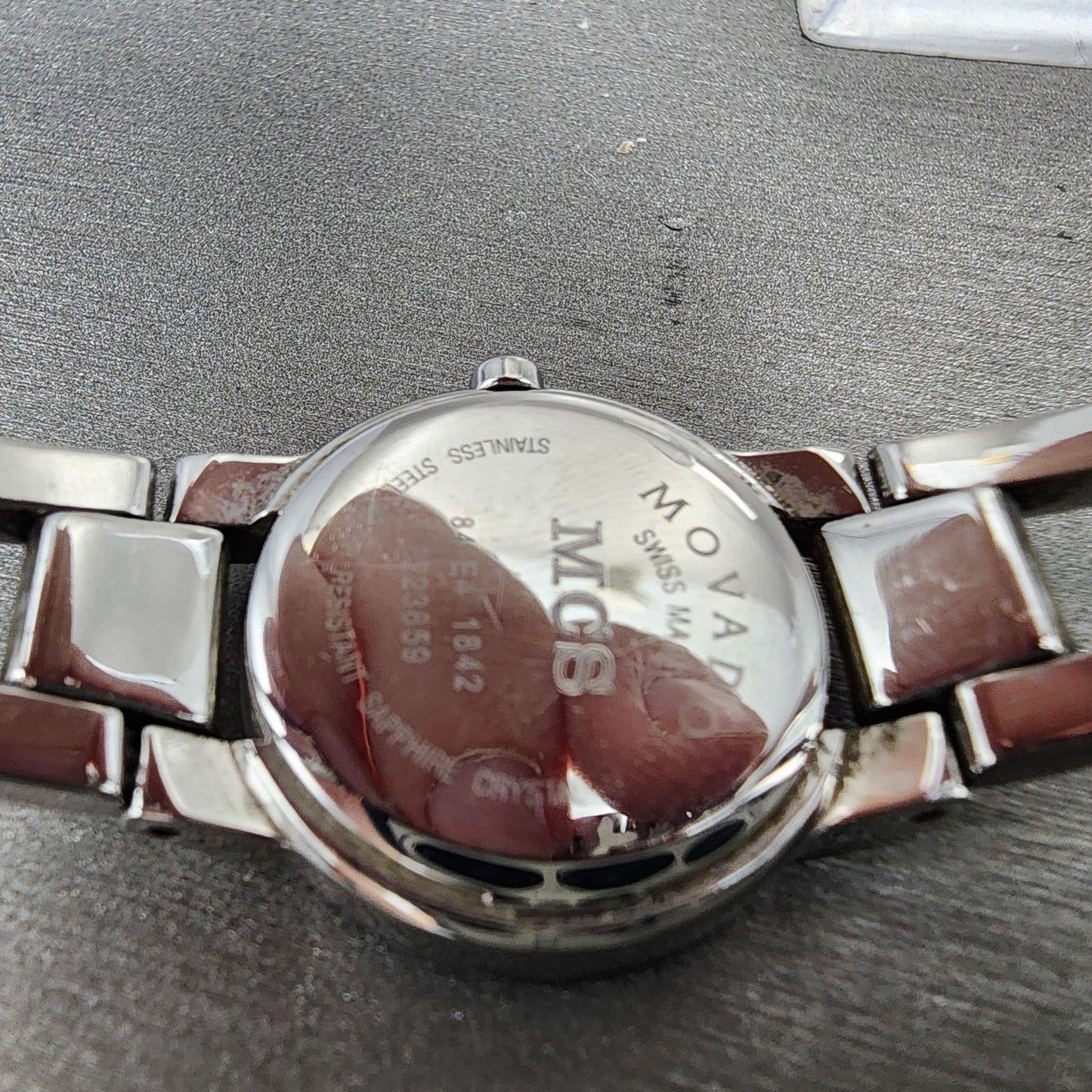 Movado Amorosa Watch Women 24m Black Dial Silver Tone Round 84 E4 1842 NewBat AB9