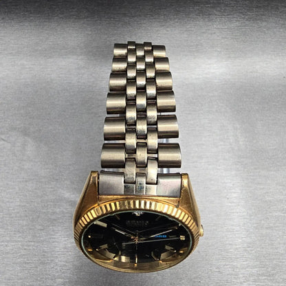 Seiko President Watch Men 35mm Black Dial Gold Tone Daydate 7N43-8119 New Batt4