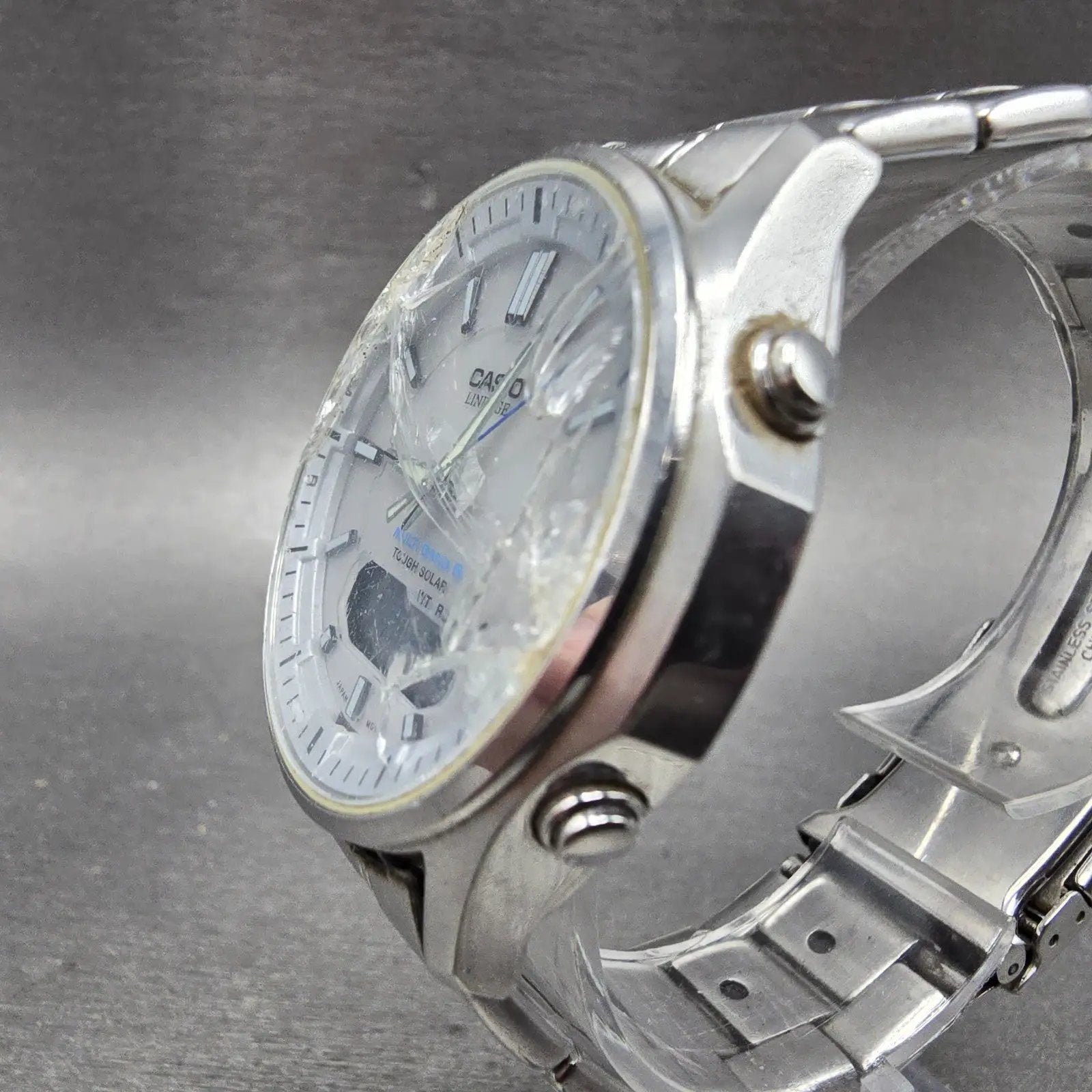Casio Lineage Watch Men 40mm White Dial Steel Analog Digital Solar LCW-M100 Runs2