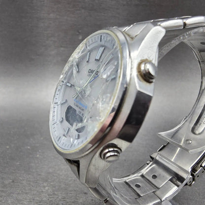 Casio Lineage Watch Men 40mm White Dial Steel Analog Digital Solar LCW-M100 Runs2