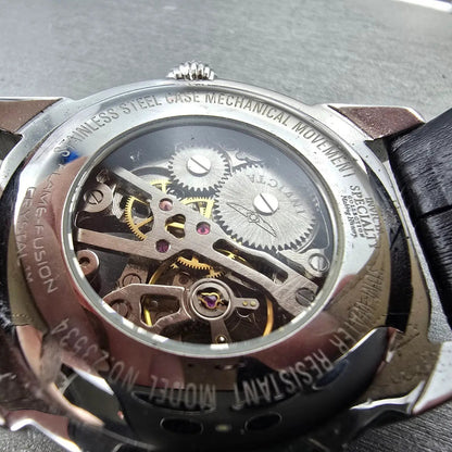 Invicta Specialty Skeleton Watch Men 42mm Blue Dial Silver Tone Manual Wind Runs9