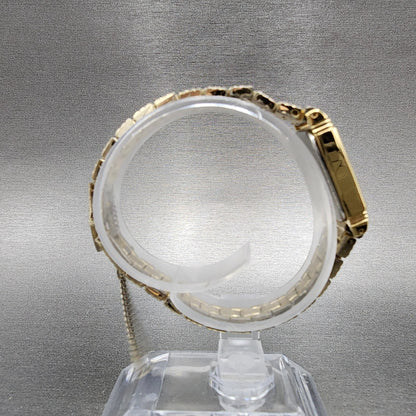 Seiko Watch Women 19mm Champagne Dial Gold Tone Rectangle 2P215210 New Battery8
