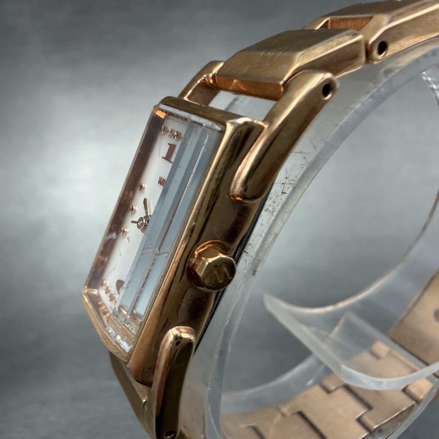 Seiko Wired Tank Watch Women 14mm MOP Dial Rose Gold Tone Rectangle New Battery2
