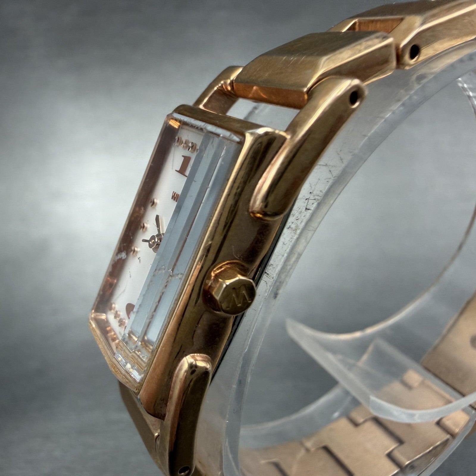 Seiko Wired Tank Watch Women 14mm MOP Dial Rose Gold Tone Rectangle New Battery2