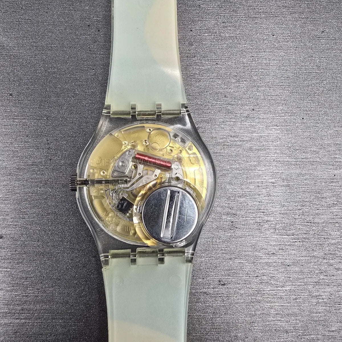Swatch Kymata Watch Men 34mm Blue Dial Clear Case Round GE148 New Battery8