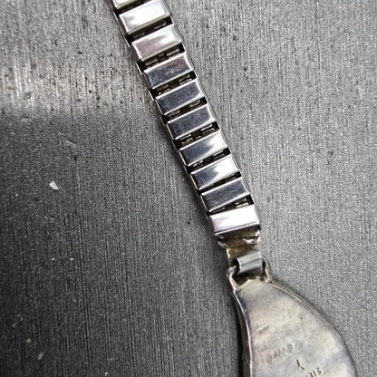 Navajo Sterling Silver Watch Band Tips 9mm Mother Of Pearl Leaf Design Vintage10