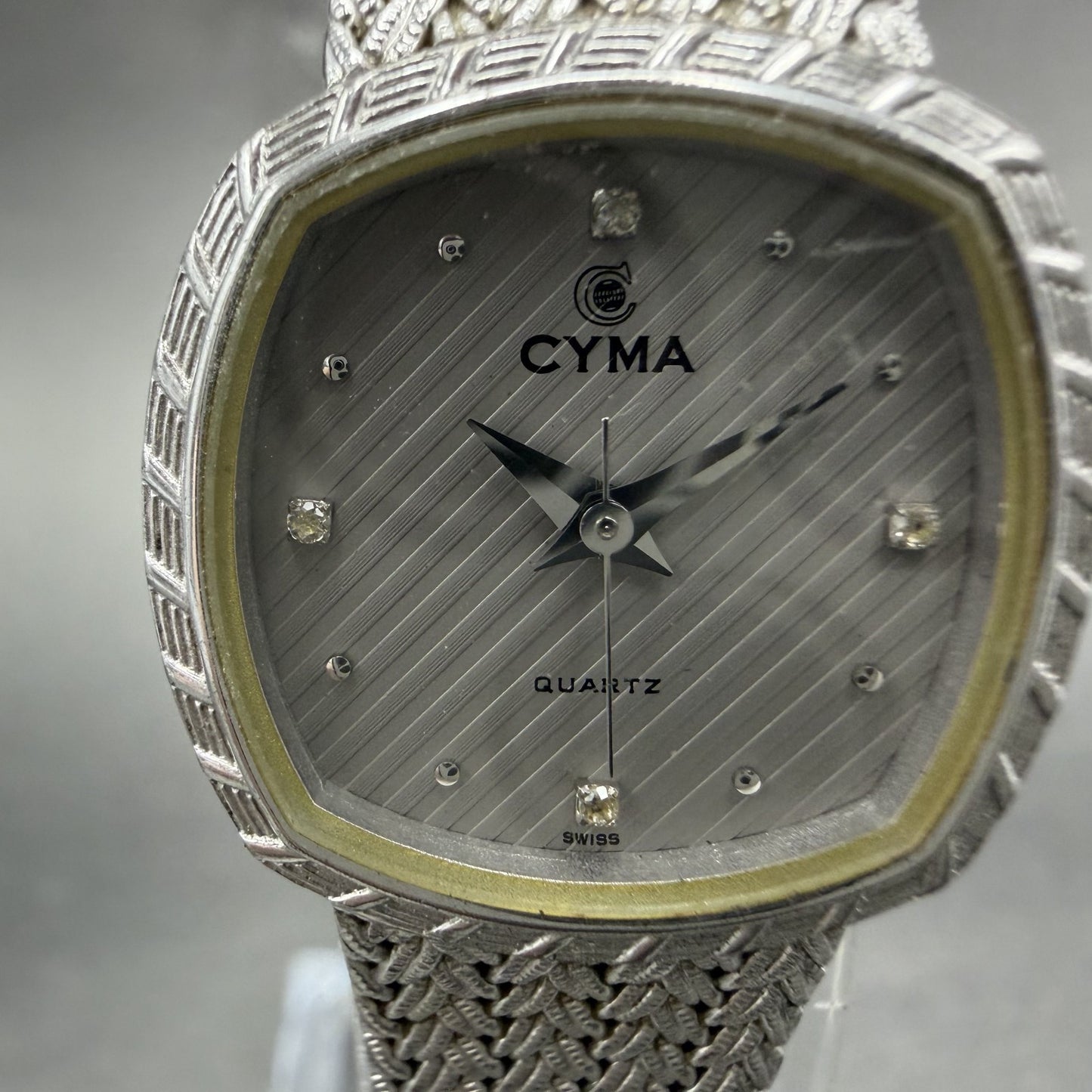 Cyma Watch Women 22mm Silver Dial Silver Tone Rectangle 616SP Mesh New Battery1