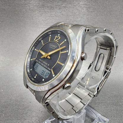 Casio Lineage Watch Men 38mm Gray Dial Steel Analog Digital Solar LCWM200 Works3