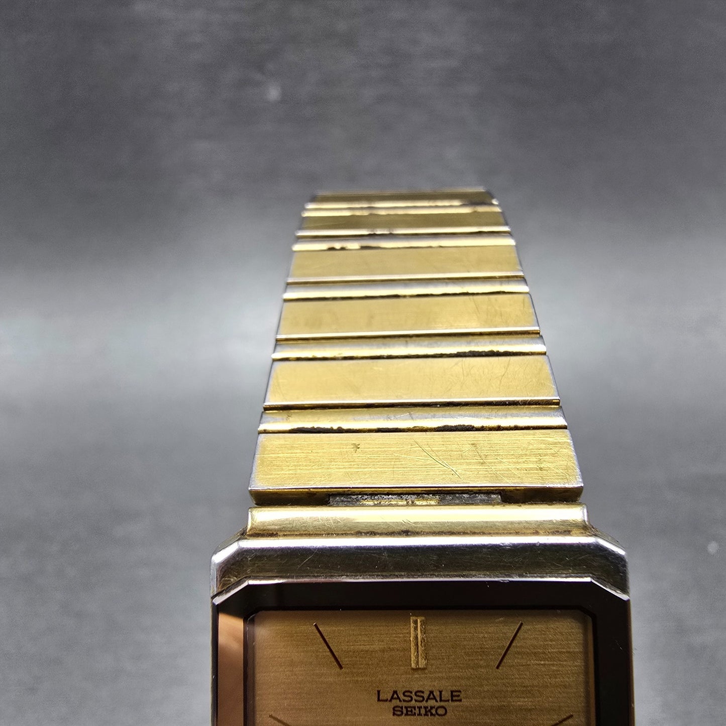 Seiko Lassale Tank Watch Men 24mm Champagne Dial Two Tone 7750-507H PARTS VTG5