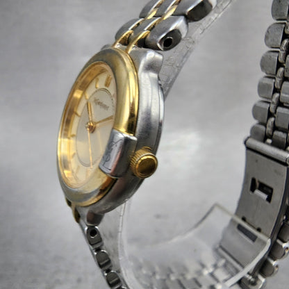Yves Saint Laurent Watch Women 24mm Champagne Dial Two Tone Round New Battery2