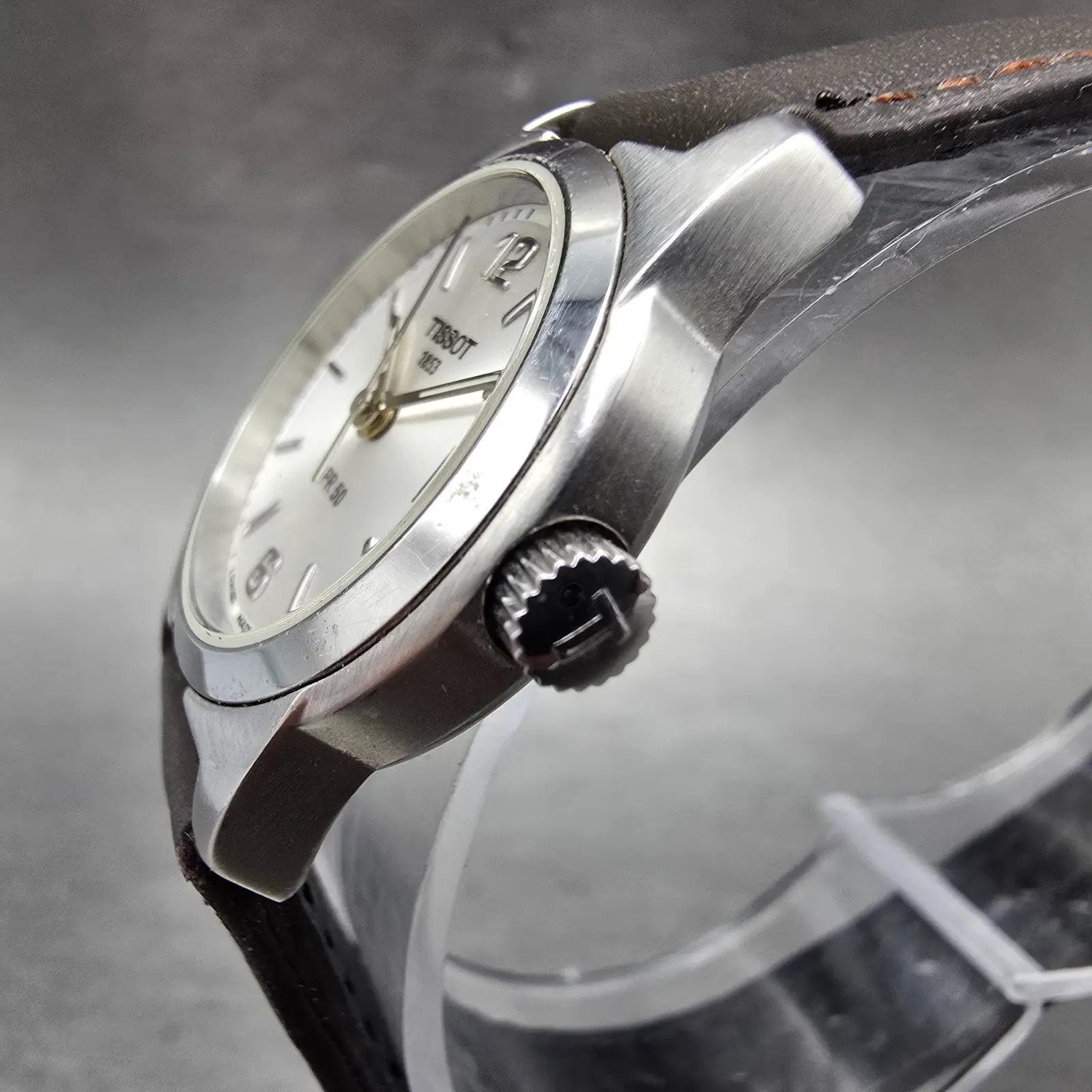 Tissot PR 50 Watch Women 25mm Silver Dial Steel Date Leather J326/426 New Batt2