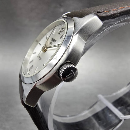 Tissot PR 50 Watch Women 25mm Silver Dial Steel Date Leather J326/426 New Batt2