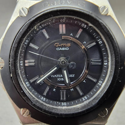 Casio Baby-G MSG-1500 Watch Women 35mm Black Dial Black Silver Round Works2