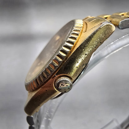Seiko SQ Watch Women 24mm Gold Dial Gold Tone Daydate Round 2A20-0030 New Batt2