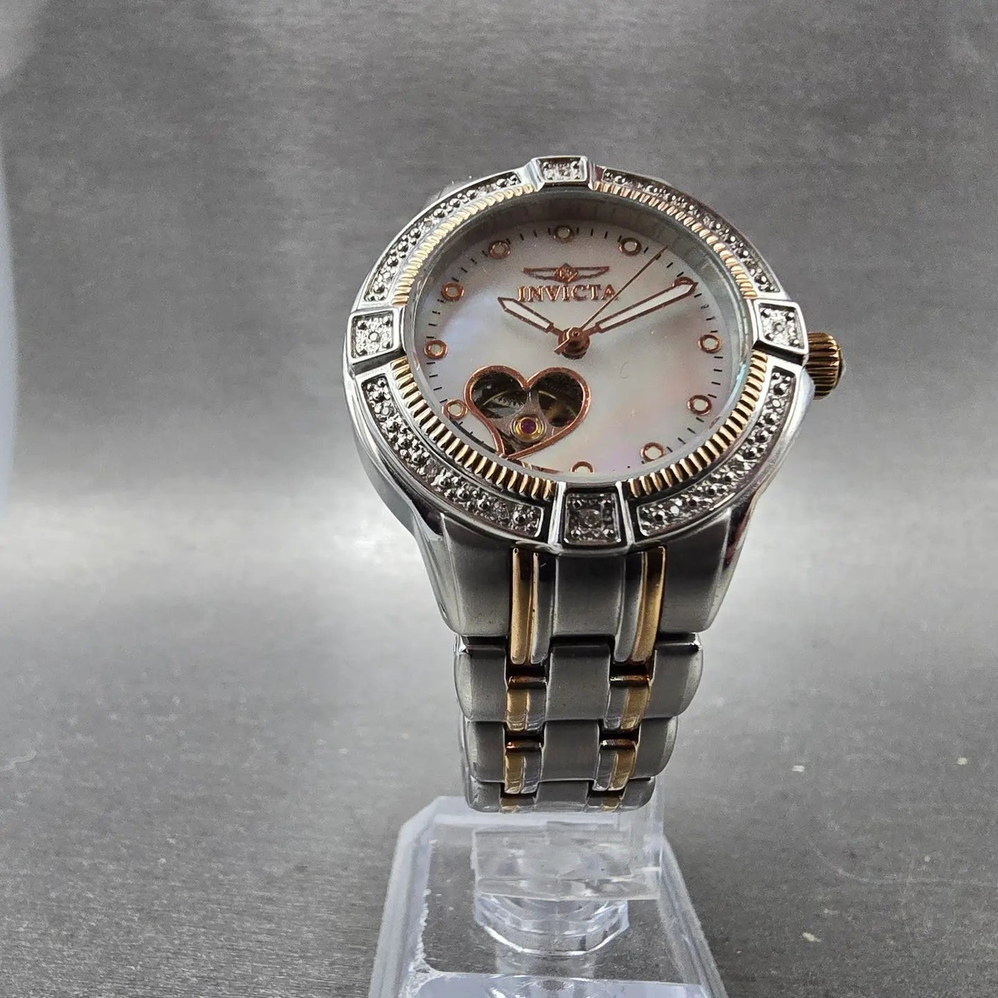 Invicta Automatic Heart Watch Women 33mm MOP Dial Two Tone Round 0287 Runs5