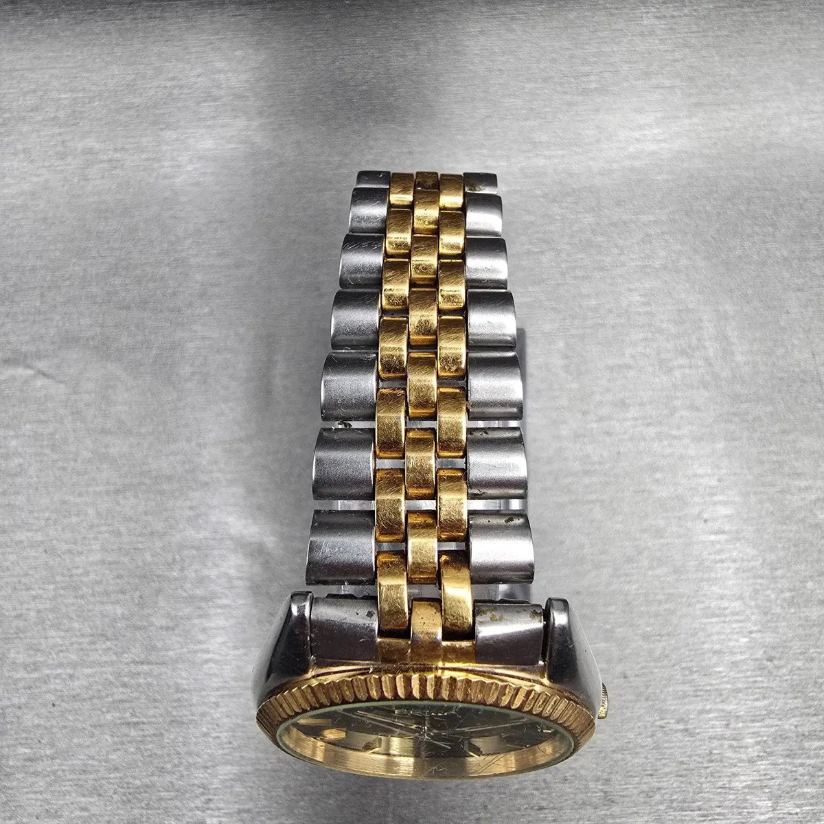 Seiko President Watch Men 36mm Black Dial Two Tone Daydate 7N43-8119 New Batt JP4