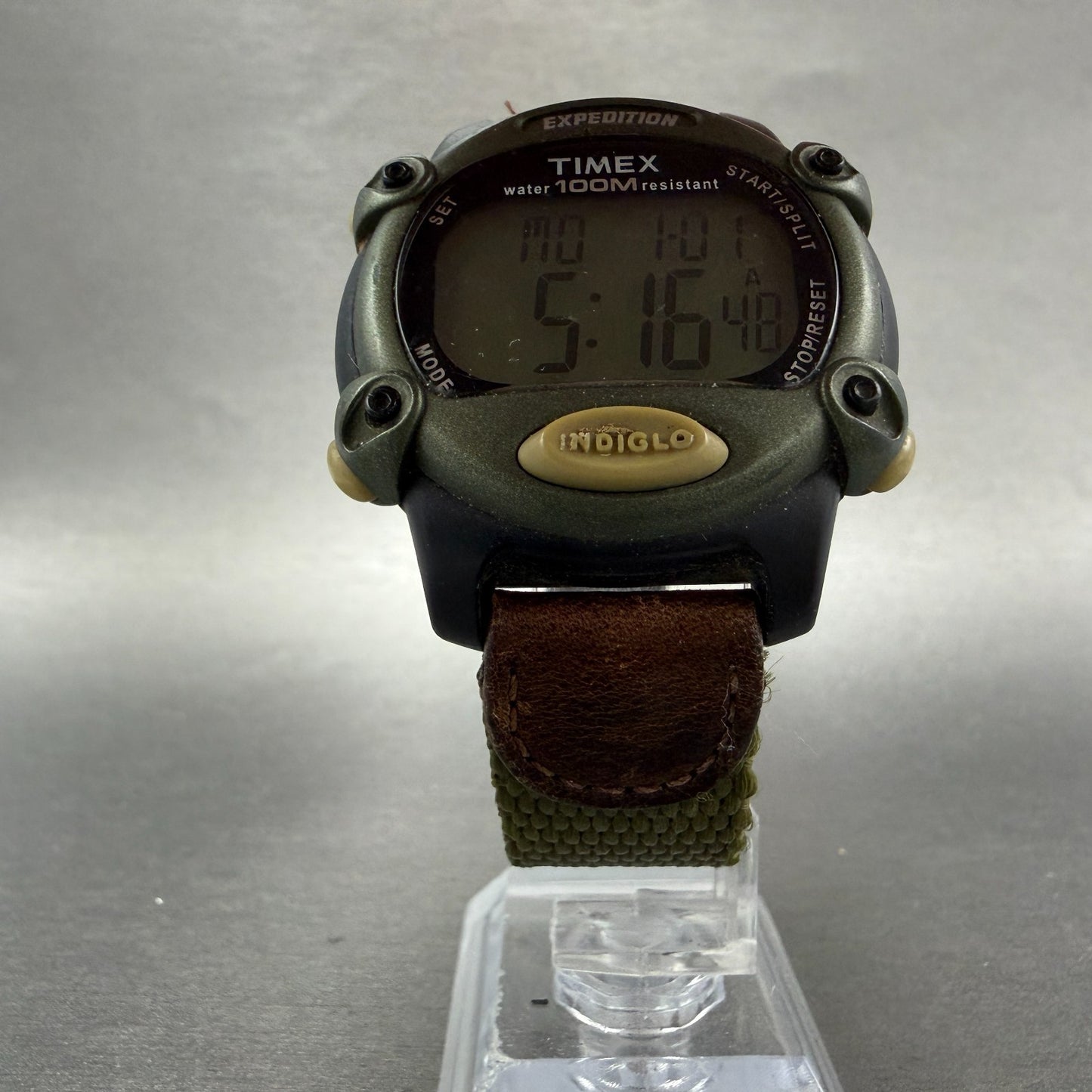 Timex Expedition Watch Men 39mm Digital Green Black Alarm Chrono New Battery5