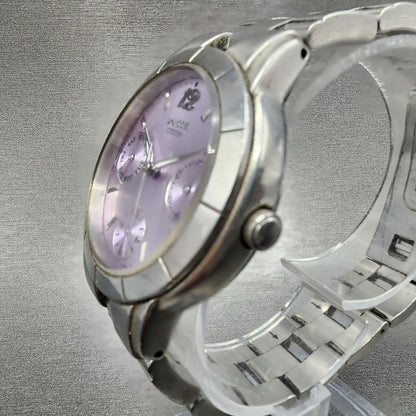 Citizen Wicca Watch Women 30mm Purple Dial Silver Tone Daydate Round New Batt2