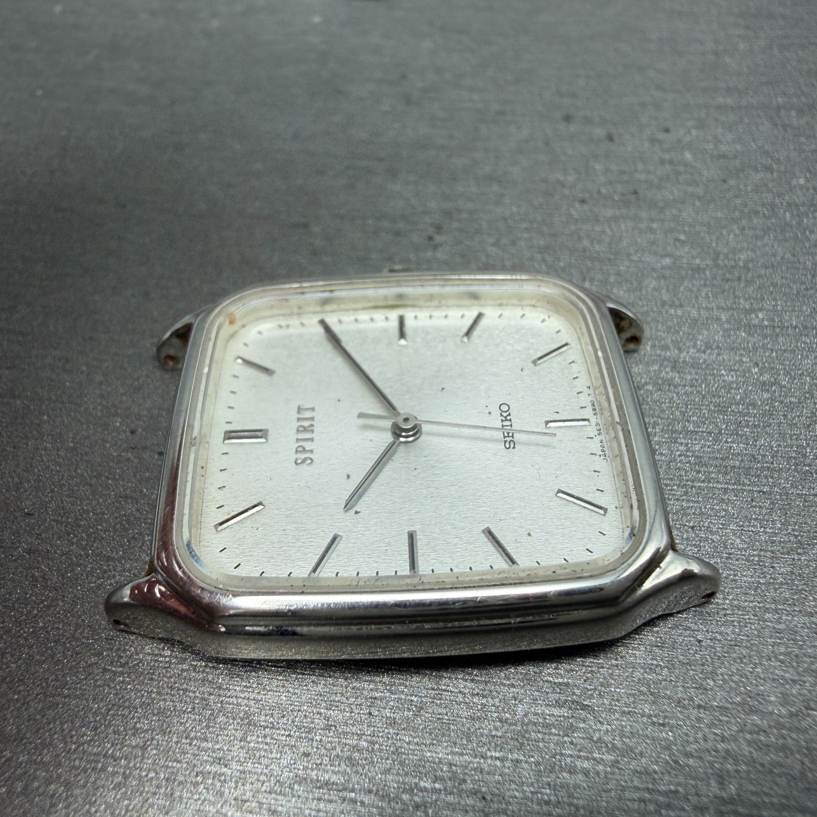 Seiko Spirit Tank Watch Men 27mm Silver Dial Silver Tone 5E31-5B50 PARTS8