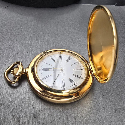 Pulsar Pocket Watch Men 46mm White Dial Gold Tone V701-0B60 New Battery9