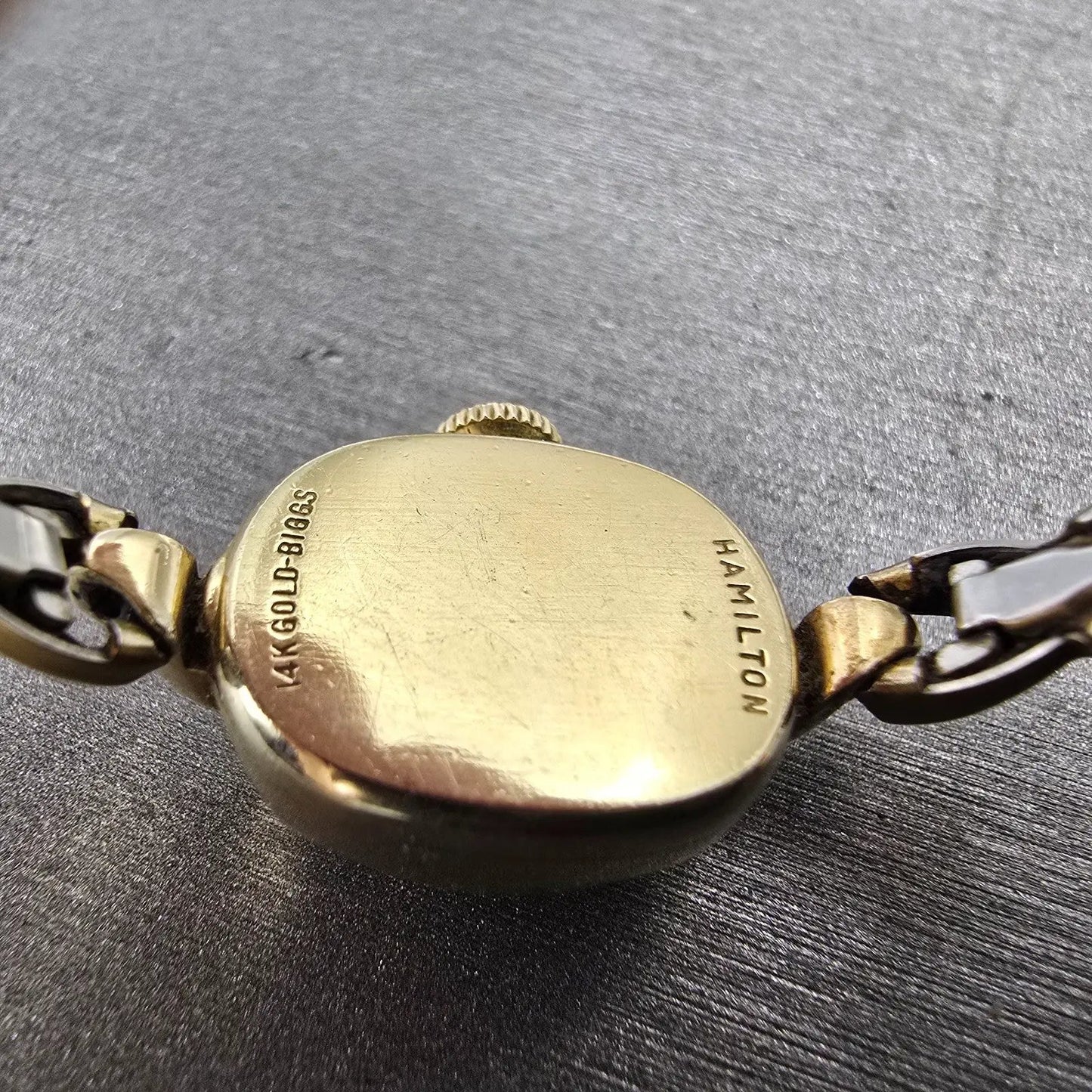 Hamilton Watch Women 14mm Cream Dial 14k Gold Rectangle Manual Wind Runs VTG10