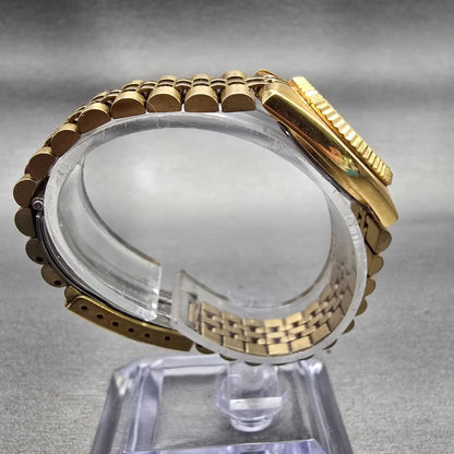 Seiko Watch Women 24mm Gold Dial Gold Tone Daydate Round 7N83-0041 New Battery8