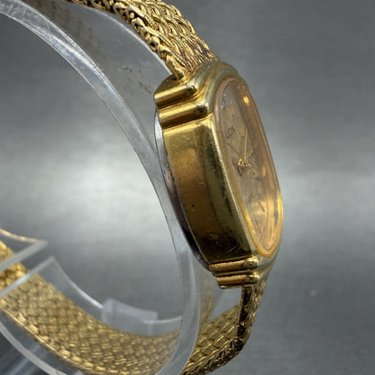 Elgin Watch Women 19mm Gold Dial Gold Tone Rectangle FK283 New Battery VTG3