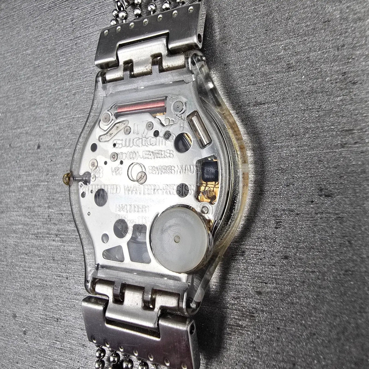 Swatch Brim Over Watch Women 34mm Black Dial Clear Case SFG295G New Battery7