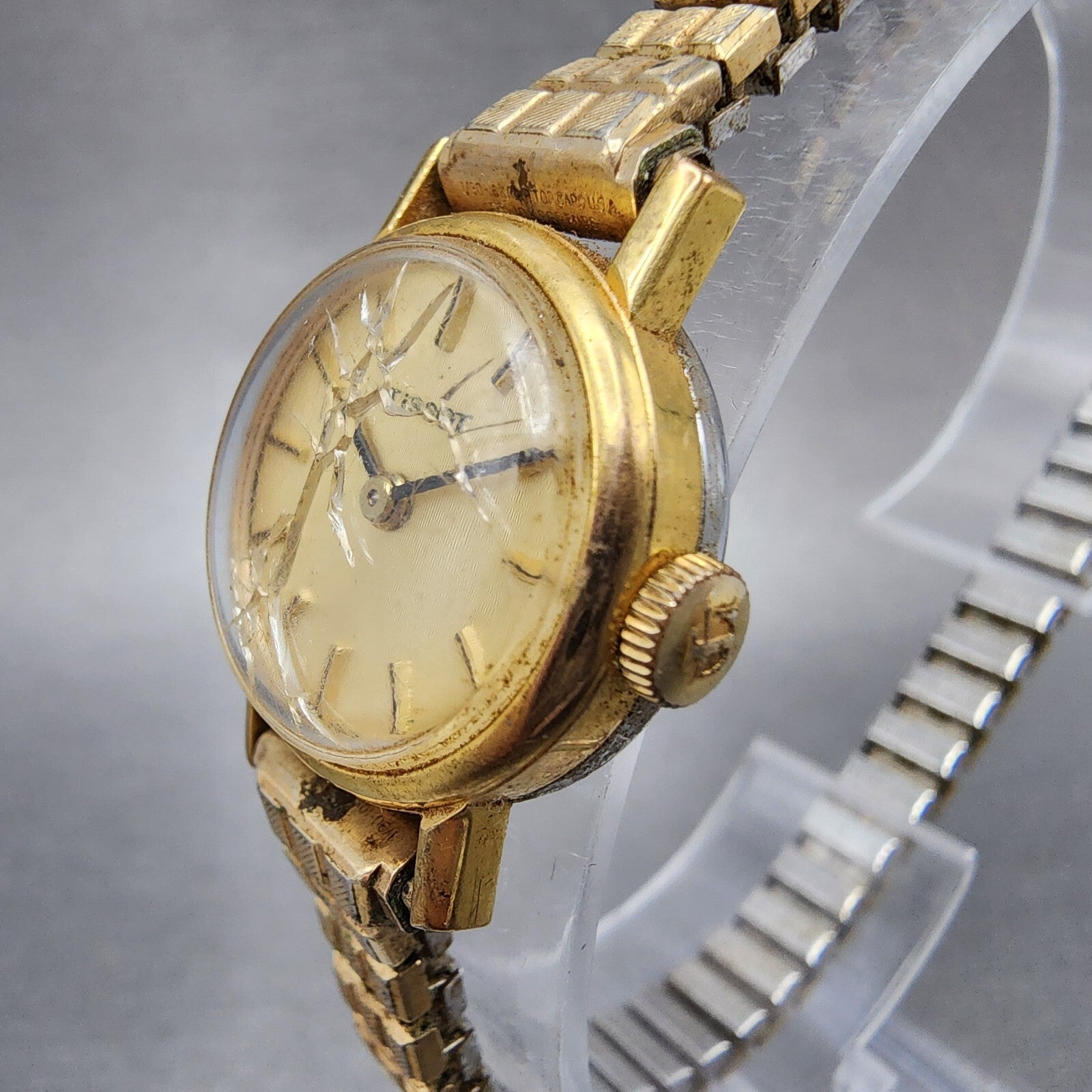 VTG Tissot Watch Women 20mm Gold Dial Gold Plated Round Manual Wind Runs2