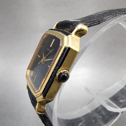Orient Tank Watch Women 20mm Black Dial Gold Tone Rectangle A0549940 New Battery2