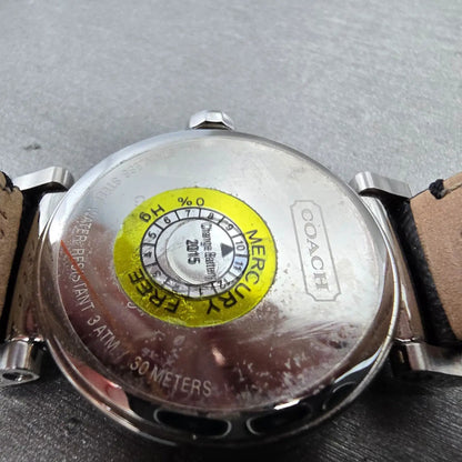 Coach Madison Watch Women 32mm White Dial Silver Date Round Leather New Batt9