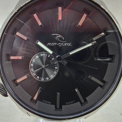Rip Curl Detroit Watch Men 50mm Black Dial Black Tone Date Round New Battery1