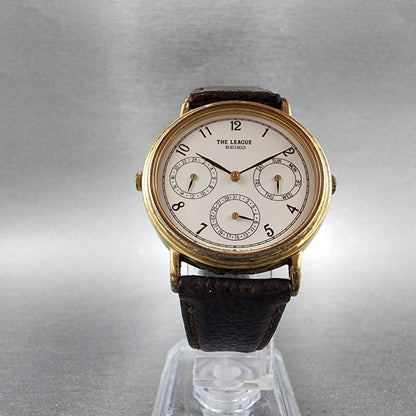 Seiko The League Watch Men 32mm White Dial Gold Tone Daydate Round New Battery