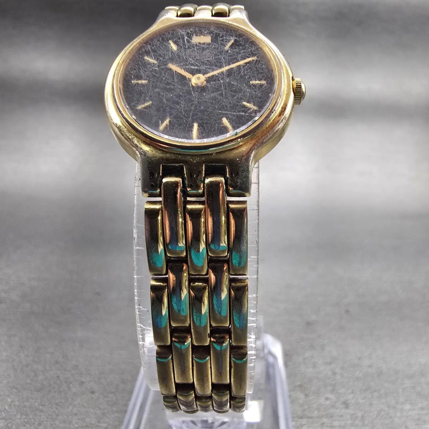 Seiko Watch Women 22mm Black Dial Gold Tone Round 1N00-0A99 New Battery Vintage5