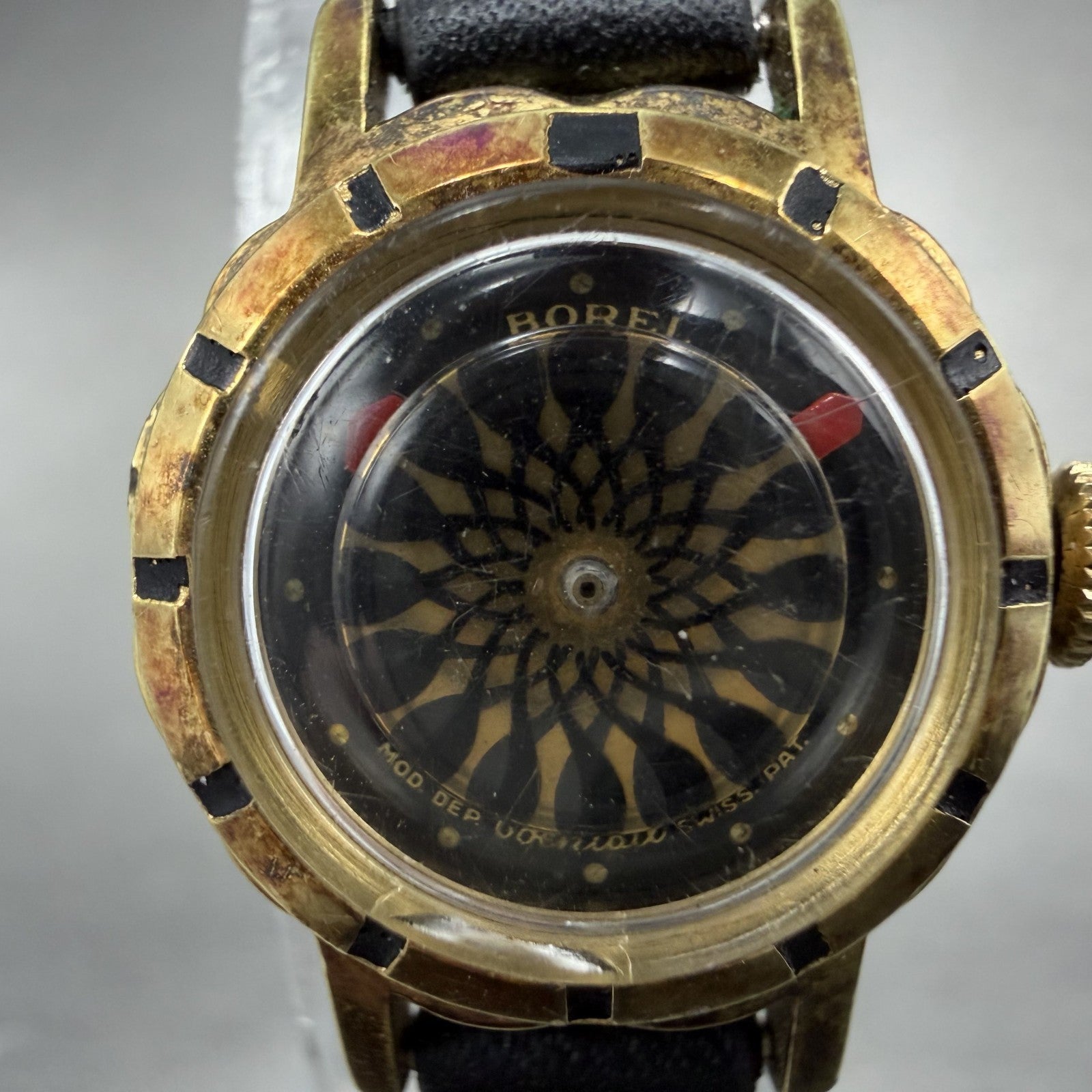 Borel kaleidoscope Watch Women 20mm Black Dial Gold Plated Manual Wind Runs VTG1
