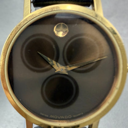Movado Museum Watch Unisex 31mm Brown Dial Gold Tone Round 87-33-882 New Battery1