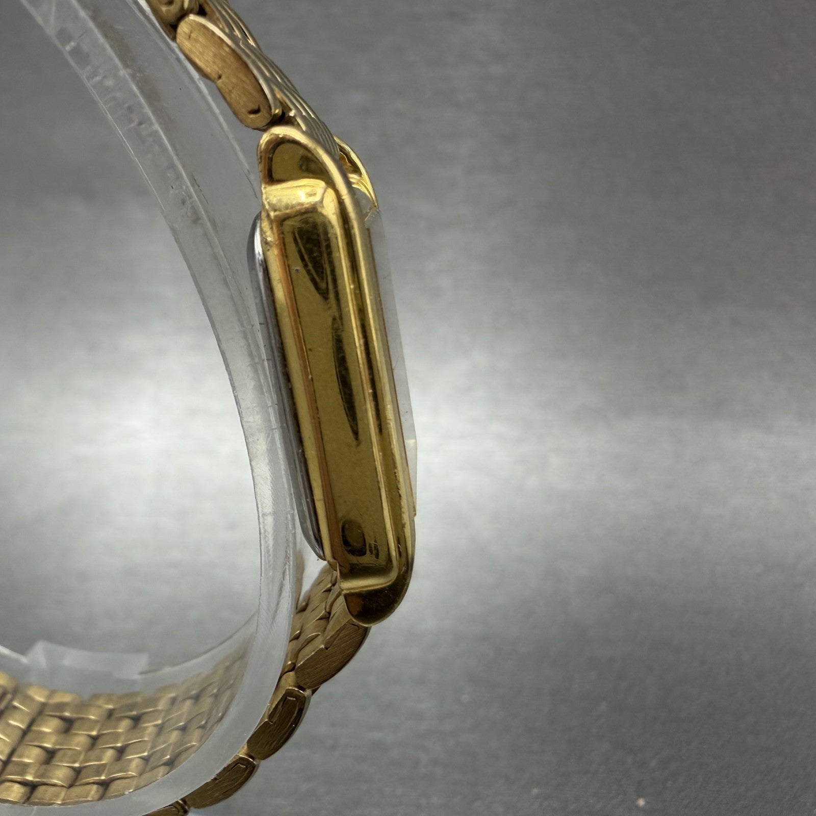 Seiko Tank Watch Women 18mm Black Dial Gold Tone Rectangle V4015650 New Battery3