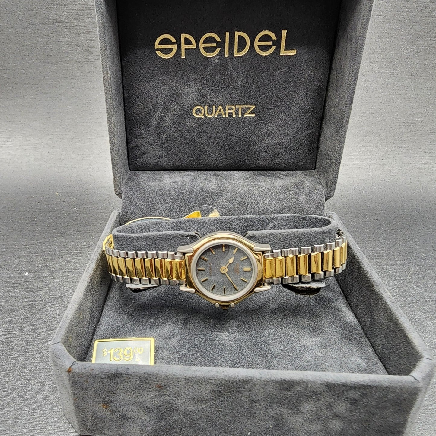 Speidel Watch Women 22mm Gray Dial Two Tone Round New Battery NOS