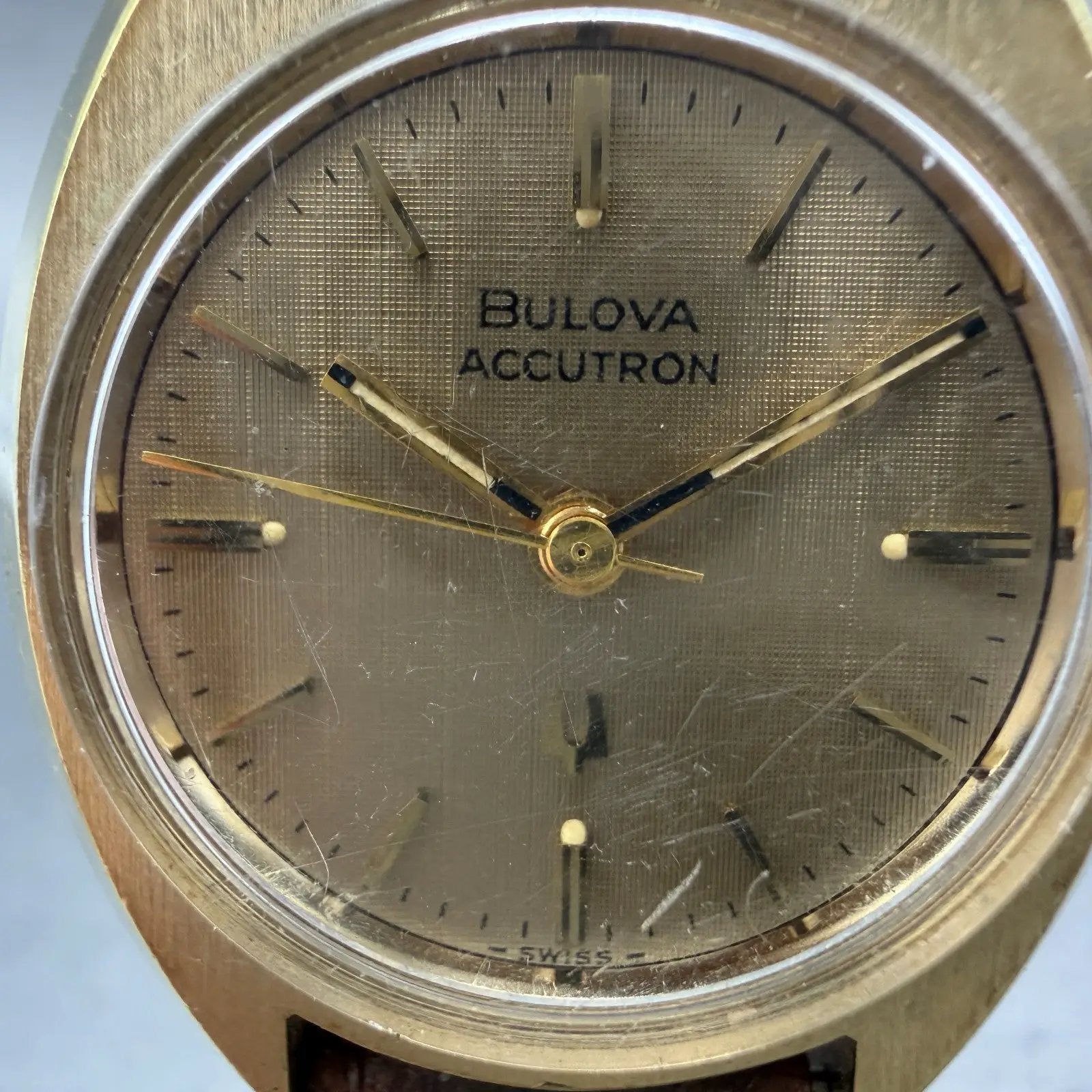 Bulova Accutron Watch Women 27mm Champagne Dial Gold Tone Round N3 PARTS Vintage2