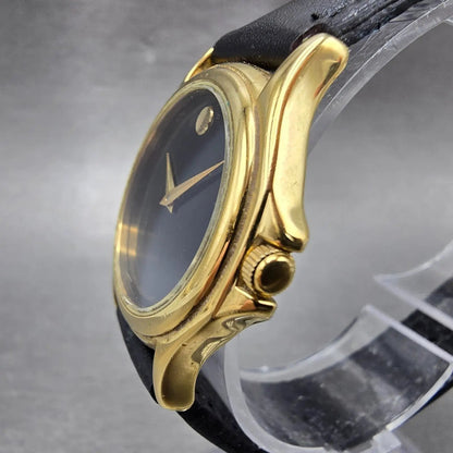 Movado Museum Watch Women 28mm Black Dial Gold Tone Round 87 E4 0823 New Battery2