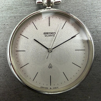 Seiko Pocket Watch Men 37mm Silver Dial Silver Tone Round 2621-0120 New Battery1