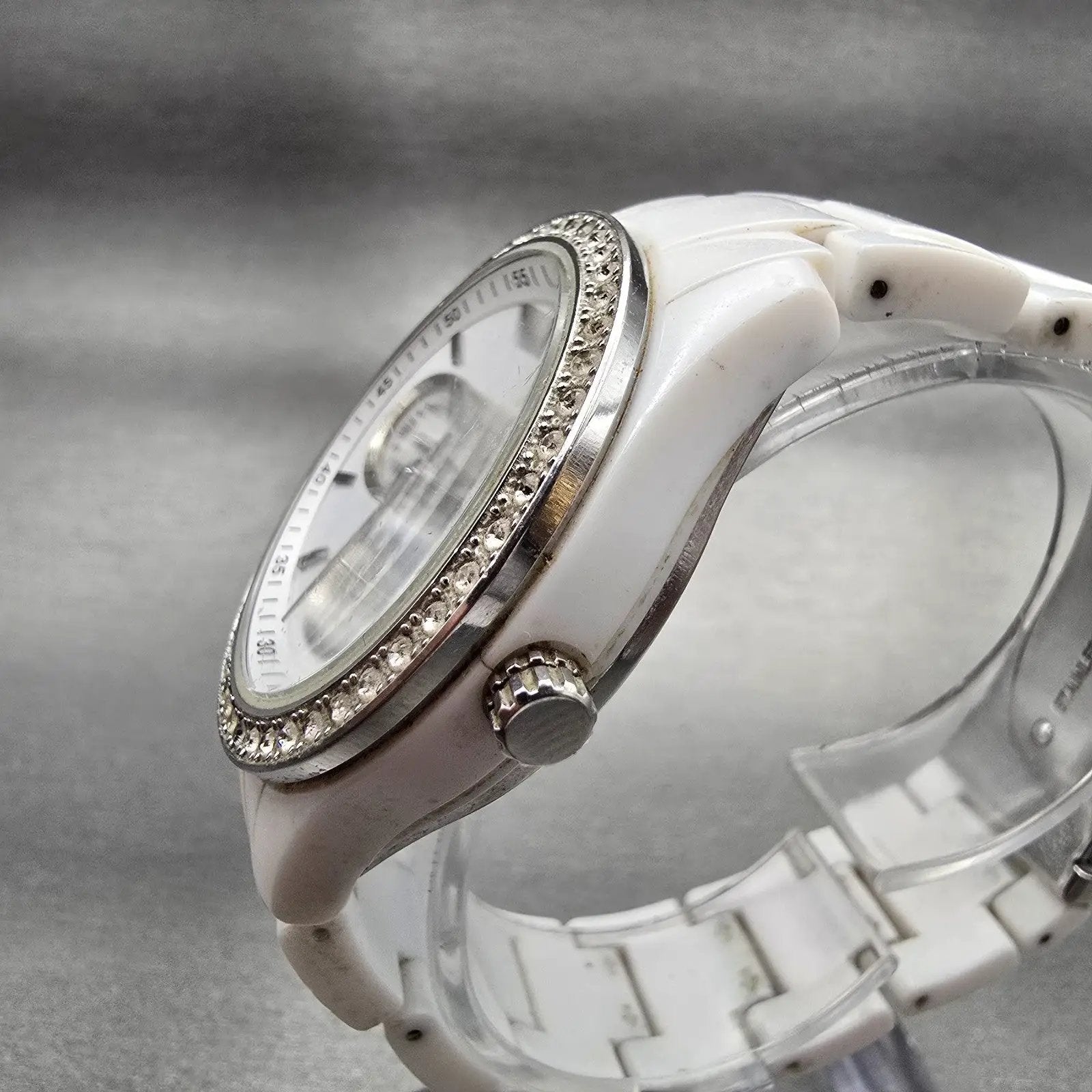 Fossil Stella Day Watch Women 38mm White Dial White Tone Daydate ES1967 New Batt2