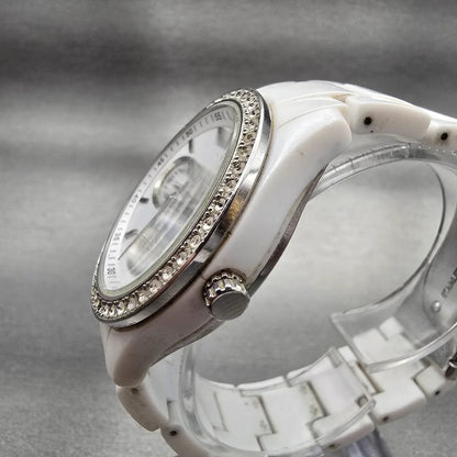 Fossil Stella Day Watch Women 38mm White Dial White Tone Daydate ES1967 New Batt2