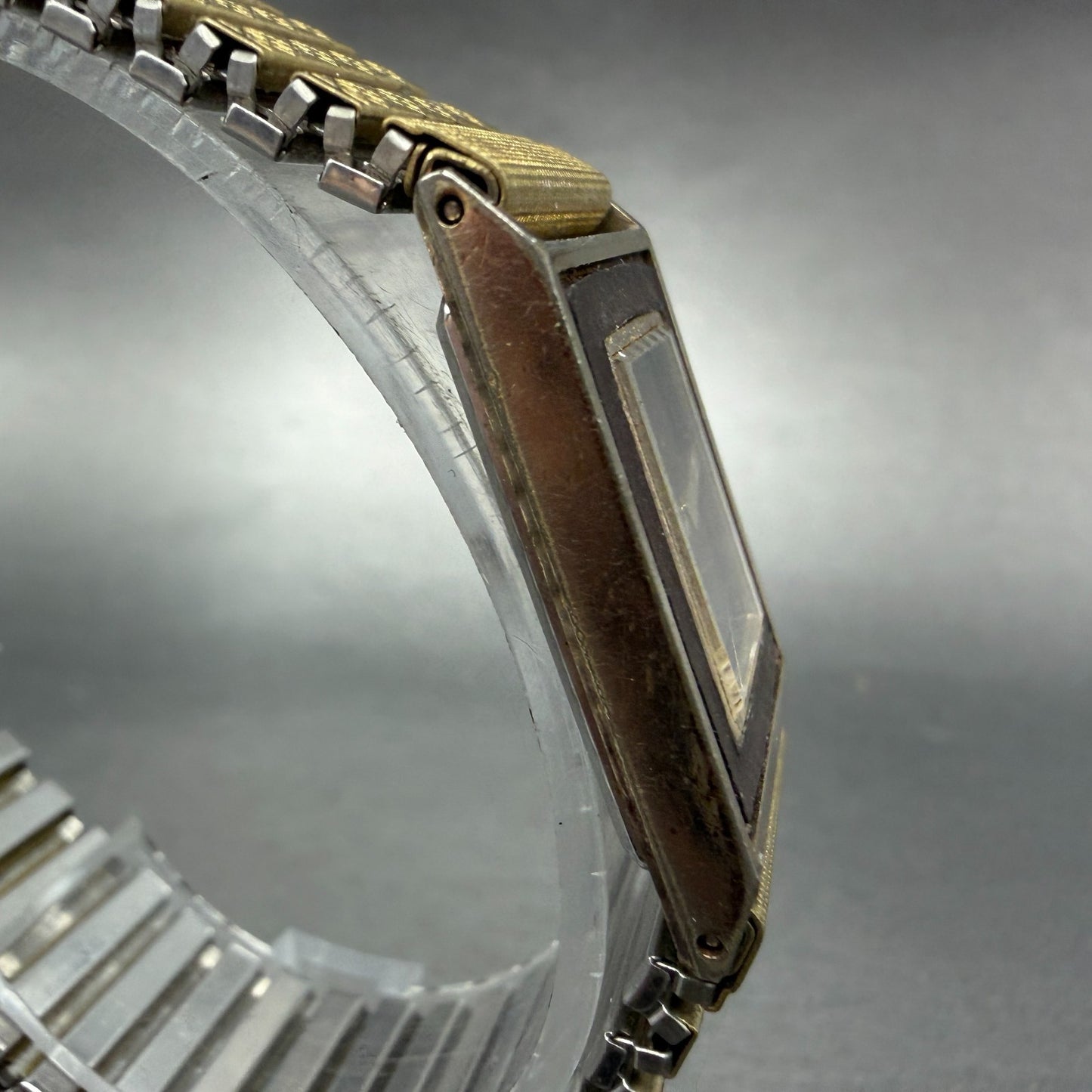 Yves Saint Laurent Tank Watch Women 21mm Brown Dial Gold Tone Rectangle PARTS5