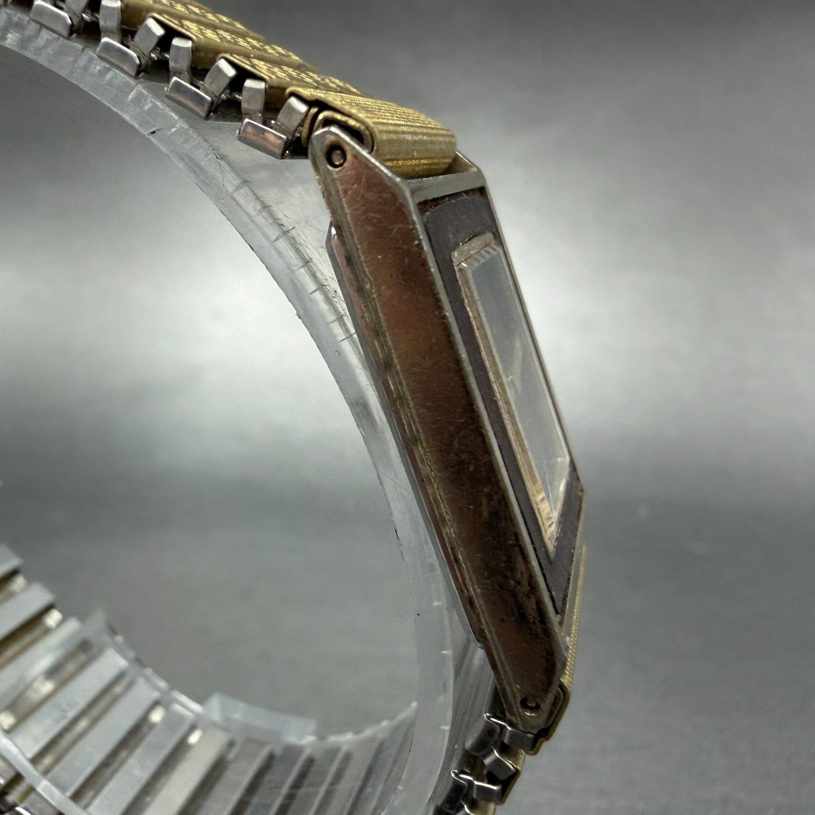 Yves Saint Laurent Tank Watch Women 21mm Brown Dial Gold Tone Rectangle PARTS5