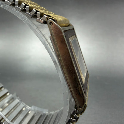 Yves Saint Laurent Tank Watch Women 21mm Brown Dial Gold Tone Rectangle PARTS5