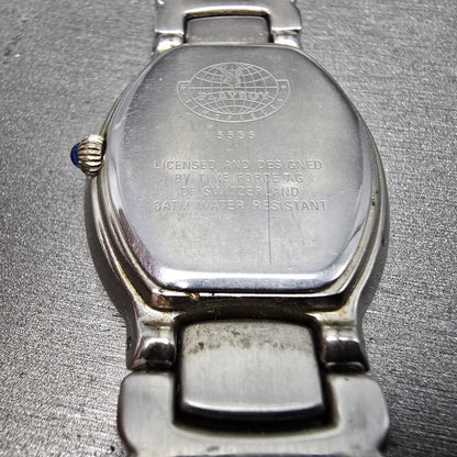 Playboy Watch Men 29mm White Dial Silver Tone Oval New battery MISSING CLASP!!!12