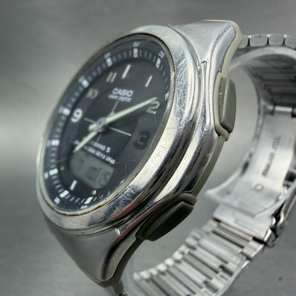 Casio Wave Ceptor Watch Men 41mm Black Dial Silver Tone Ana Digi Solar Works2