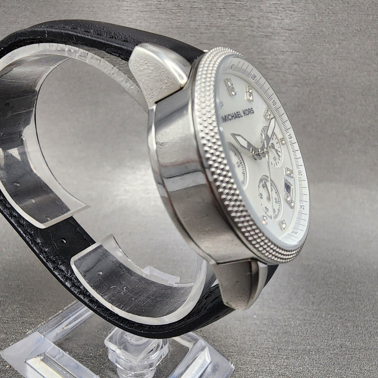 Michael kors Chronograph Watch Women 32mm MOP Dial Steel Date MK5049 New Batt3