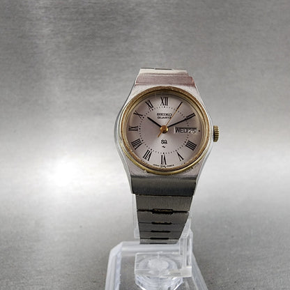 Seiko SQ Watch Women 24mm Silver Dial Two Tone Daydate 26260190 New Bat READ!!!5